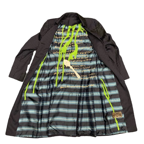 VINTAGE Asylum by Raw7 Pinstripe Trench Coat with Embroidery - Picture 3 of 9